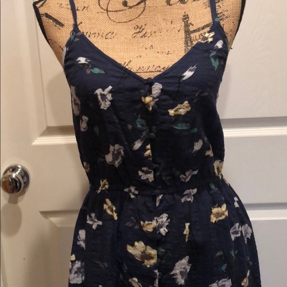 Navy blue floral print hi low dress - Picture 4 of 6